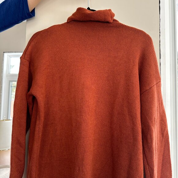 Burnt Orange Long Sleeve Sweater Dress (size small but very big) - Picture 4 of 5